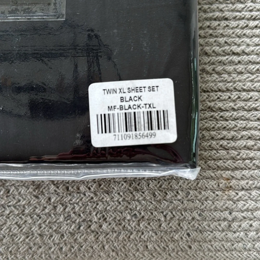 Black Microfiber Twin XL Dorm Sheet Set College Bedding Destiny Crescent NWT